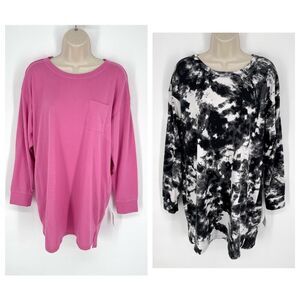 Jenni NEW Women's 2 Pack Bundle Sleep Shirts M White Dynamic, Pink Tease